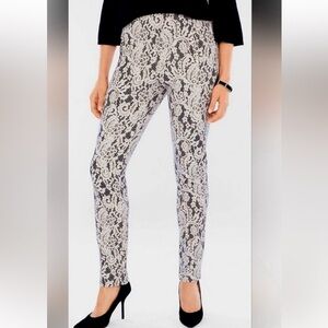 Chico’s Juliet Lace Shadow Ponte Knit Pants Size 0 Slim Stretch Dressy